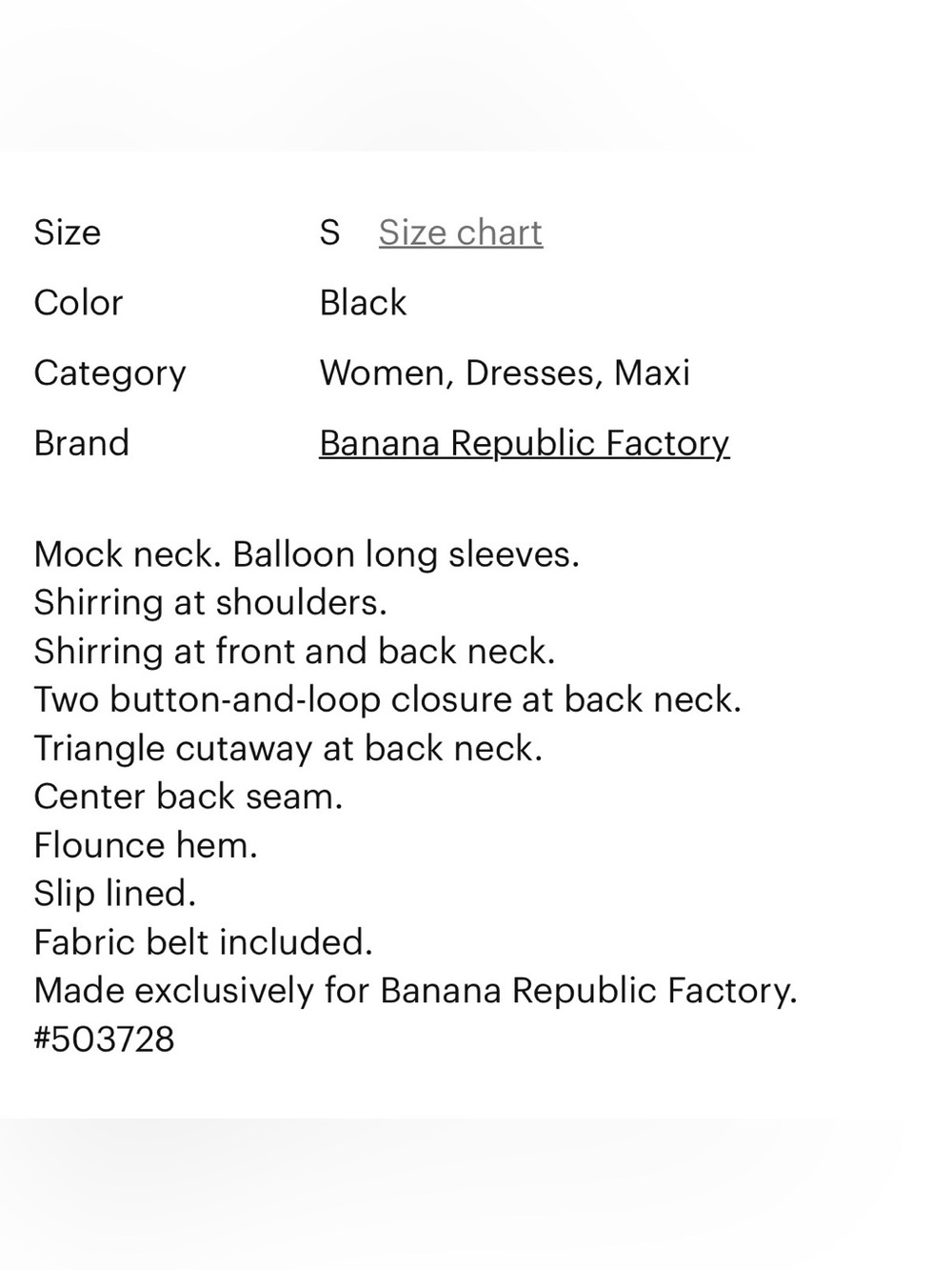 Banana Republic Black Long-Sleeve Maxi Dress with Self-Tie Waist - Picture 9 of 9